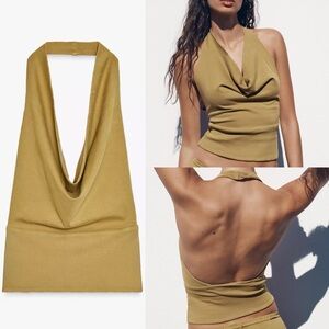 Zara NWT halter top stretchy heavy cotton